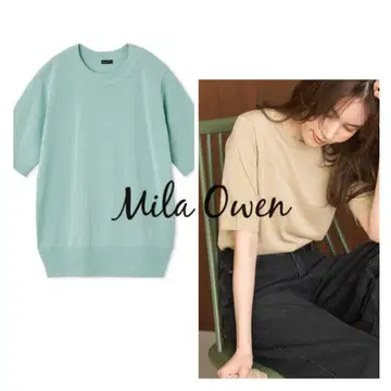 MilaOwen 미라 오웬 라메 니트 하프 슬리브 풀오버