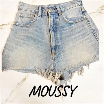 [ 새상품급 ] MOUSSY 하이웨스트 숏팬츠 라이트 블루