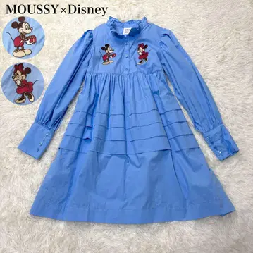 [레어] Disney MOUSSY 미키 미니 자수 원피스 블루