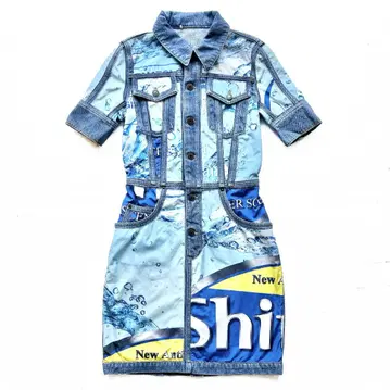 [ S / 상태 좋음 ] MOSCHINO 프린트 데님 원피스