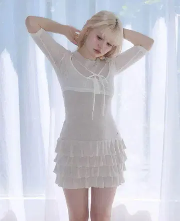 andmary Sophia frill set dress beige