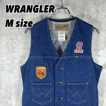 [새상품급] 랭글러 WRANGLER 데님 베스트 성조기 와펜 M 사이즈
