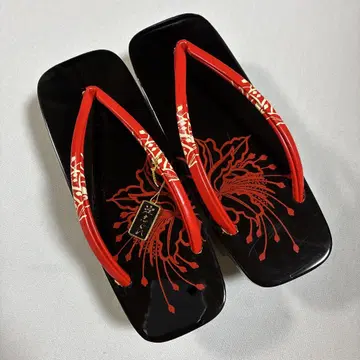 t60 게타 미사용 블랙 빨간색 코 끈 요도시구레