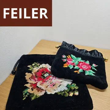 [ 2매 세트 ] FEILER 페일러 복조리 파우치 꽃무늬 빈티지