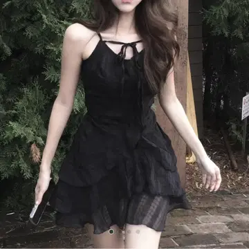 리본 미니 원피스 허리 핏