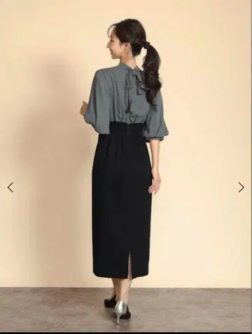 이번 시즌 새상품 FENNEL 백리본 원피스 바이컬러 도킹 원피스