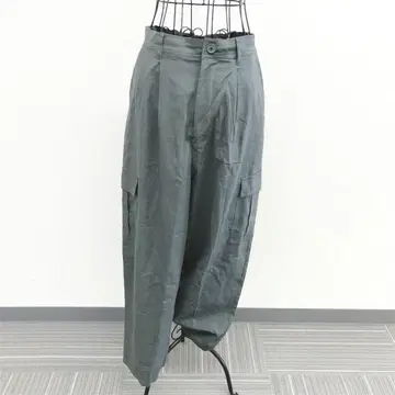 애니팜 카고 팬츠 그린 마 혼방 캐주얼 넉넉한 심플