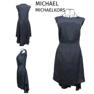 MICHAELMICHAELKORS 네이비 도트 무늬 슬리브리스 원피스