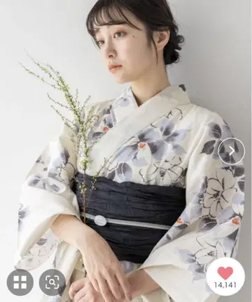 유카타관 그레이스 M 사이즈 화이트 베이스 유카타