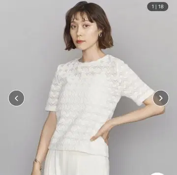 BY 러셀 레이스 크루넥 숏 슬리브
