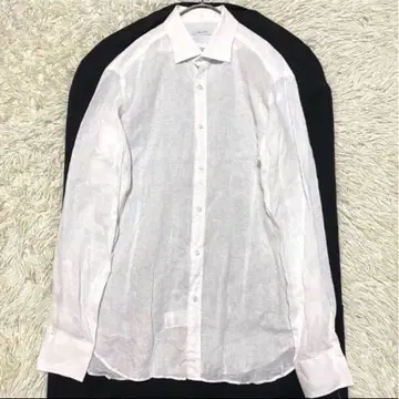 [미사용급] ARCODIO 린넨 100% 긴팔 셔츠 화이트 42 XL