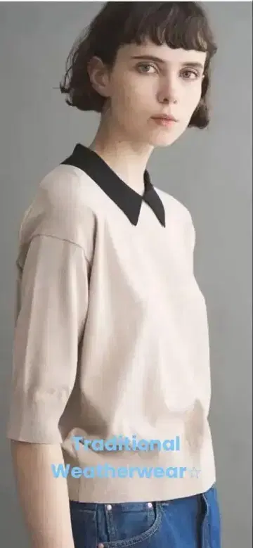 Traditional Weatherwear 반팔 니트 베이지 컨디션 최상