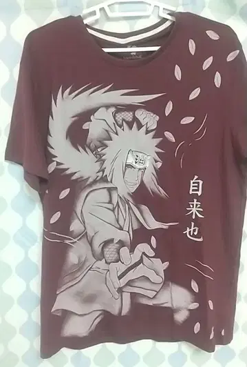 NARUTO 나루토 T셔츠 빅 프린트 지라이야 빨간색