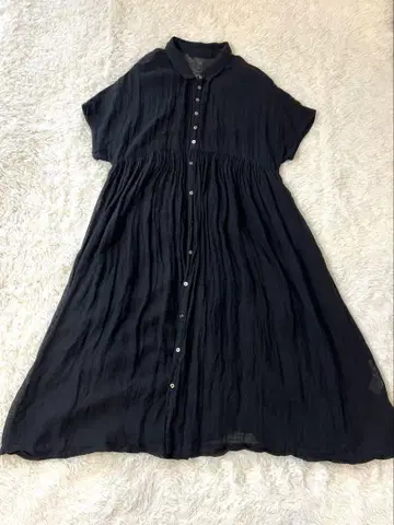 nest Robe 네스트로브 린넨 반팔 셔츠 원피스 블랙