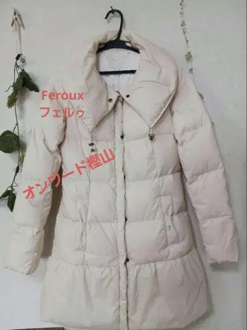 Feroux 다운 코트 올 패턴 A라인 핑크 베이지 M