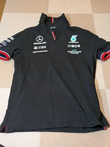 Mercedes 피케 셔츠 블랙 PETRONAS