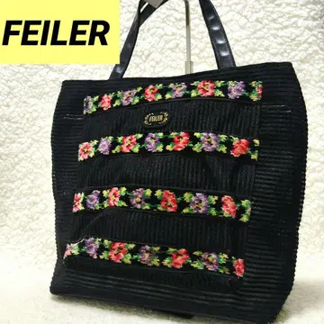 FEILER 페일러 꽃무늬 핸드백 블랙 메쉬 A4 가능