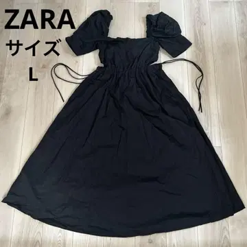 새상품급*ZARA 드로스트 사이드 오픈 롱 원피스 퍼프 슬리브(L) 블랙