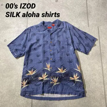 빈티지 IZOD 아이조드 00년대 오픈 카라 실크 아로하 셔츠 L