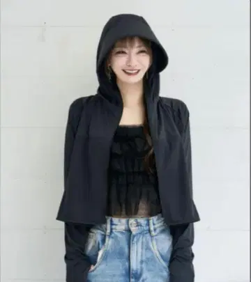 새상품 나루세 아이리 차광 후드티 블랙 닌자 후드티