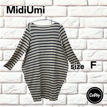 MidiUmi 미디우미 긴팔 원피스 보더 마 혼방