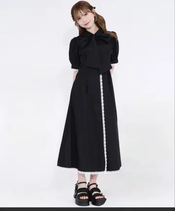 모듬 보타이 레이스 셔츠 원피스