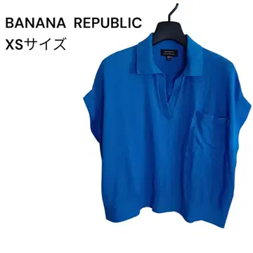 BANANA REPUBLIC 바나리파 카라 부착 썸머 스웨터 블루 XS