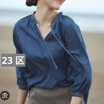 [새상품급] 23구 데님 스키퍼 블라우스
