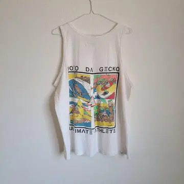 1987 Vintage Gecko Hawaii 탱크탑 화이트 서프