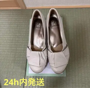 펌프스 아이보리 23 EEE 일본제 신발 천연 가죽 여성용 생성색
