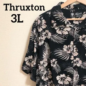 Thruxton (스락스톤) 알로하 셔츠 블랙 3L 꽃무늬 반팔 남성용