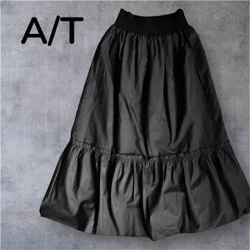 A/T 플레어 스커트 블랙 폴리에스테르