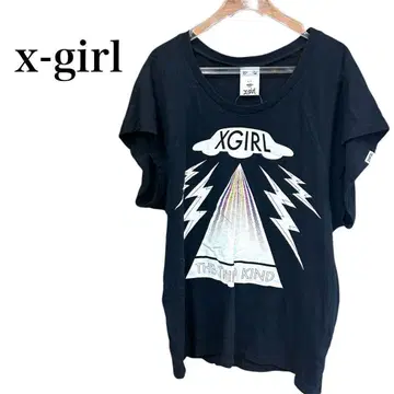 [ 새상품급 ] X-girl 티셔츠 블랙 1 루즈핏 짧은 소매 프린트