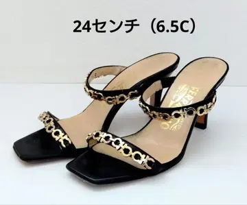 [ 페라가모 ] Ferragamo 블랙 간치니 장식 뮬