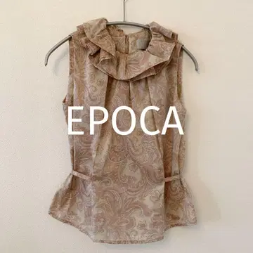 컨디션 최상 EPOCA THE SHOP 슬리브리스 블라우스 프릴 페이즐리
