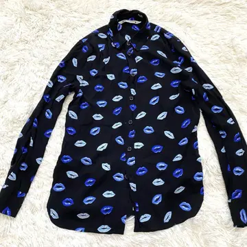 Zara 올 패턴 셔츠 긴팔 립 블랙