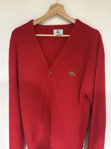 Lacoste 빨간색 가디건 V넥