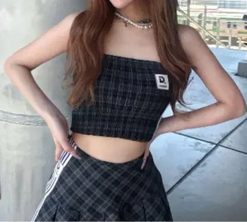 DARICH 리메이크풍 체크 베어탑 그린