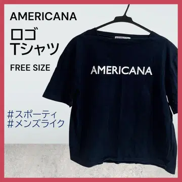 [중고품] AMERICANA/로고 티셔츠/반팔/네이비/남성용/스포티
