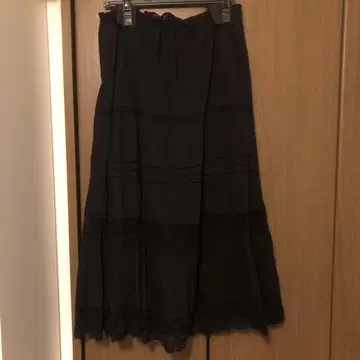 플라주 블랙 코튼 롱 스커트 38