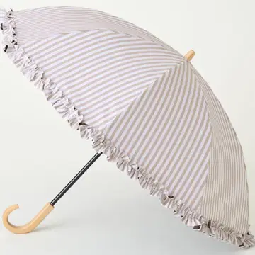 선배리어100 접이식 양산 2단 프릴 / 스트라이프 모카