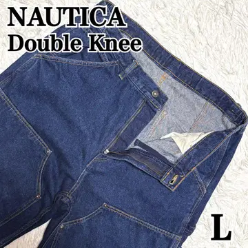 새상품급 NAUTICA 더블니 데님 캐주얼 팬츠 다크 네이비 작업복 L