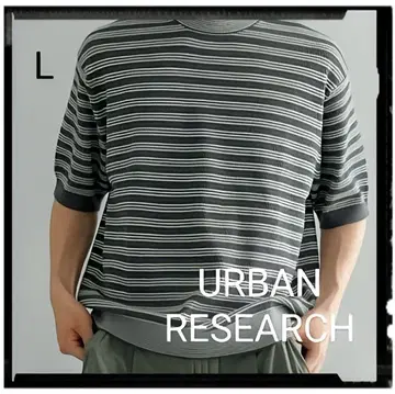 URBAN RESEARCH [새상품급] 보더 숏 슬리브 니트 티셔츠