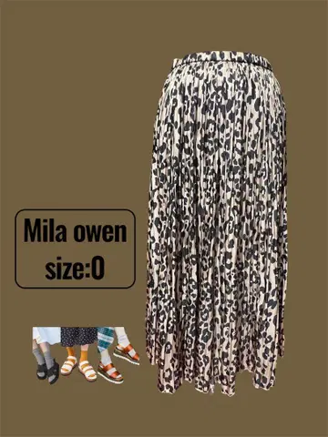 Mila owen 레오파드 프린트 플리츠 스커트 사이즈 0