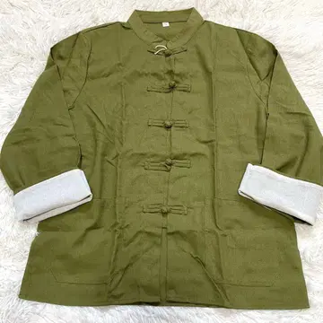 쿵푸 셔츠 코튼 카키 태극권 의류 XL 중국 매듭