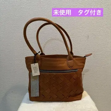 [미사용] 브라운 소가죽 뜨개질 디자인 핸드백