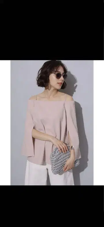 Arpege story 아르페쥬 스토리 소매 슬릿 블라우스 핑크 S