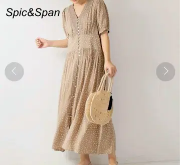 Spic&Span 도트 셔링 원피스 베이지 36 사이즈