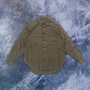 vintage 셔츠 긴팔 체크 무늬 브라운 레트로 그런지 아카이브