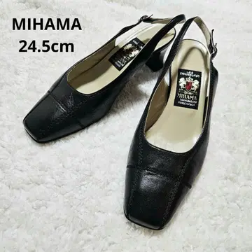 새상품급 MIHAMA 미하마 천연 가죽 백 스트랩 힐 샌들 24.5